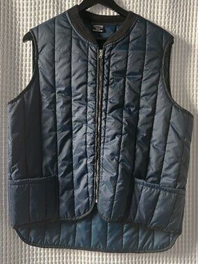 Vintage Sears Work'N Leisure navy blue quilted workwear retro men's vest size L